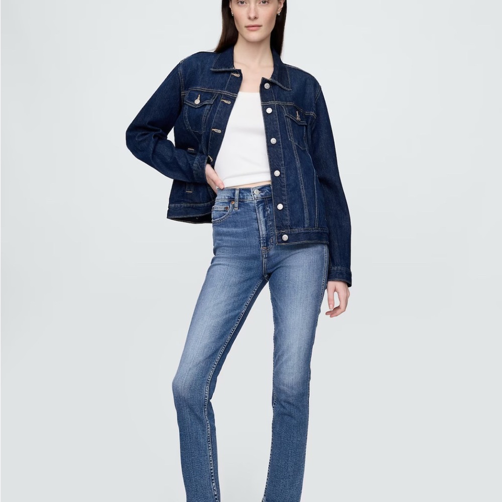 Gap Vintage‎ Slim High Rise Jeans Medium Wash 29 Petite Blue Denim Stretch